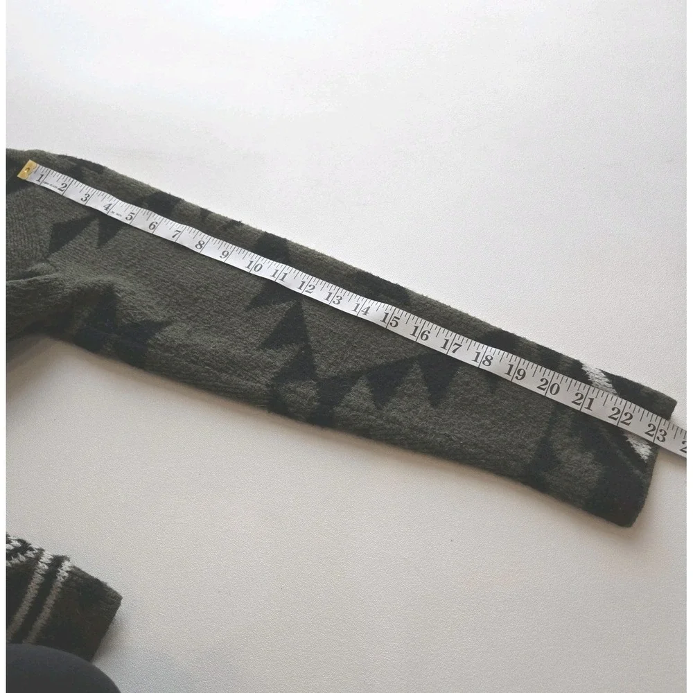 Frye Open Front Cardigan Sweater Aztec Southwestern Green Black Women's Large‎ L - Picture 9 of 9